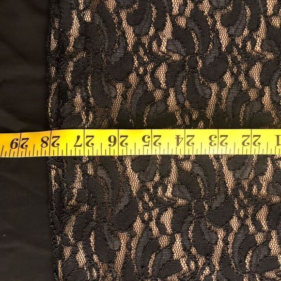 Vintage La Scala Black Lace Body Sheath Dress With Sheer Chiffon Overlay size M - Picture 13 of 13